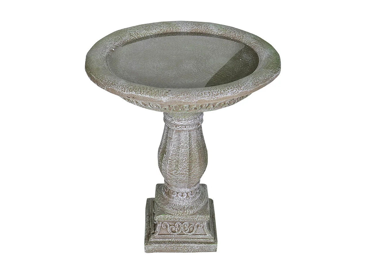 Bain d'oiseaux en béton avec socle sculpté, design élégant, gris clair (51x51x60.5 cm)