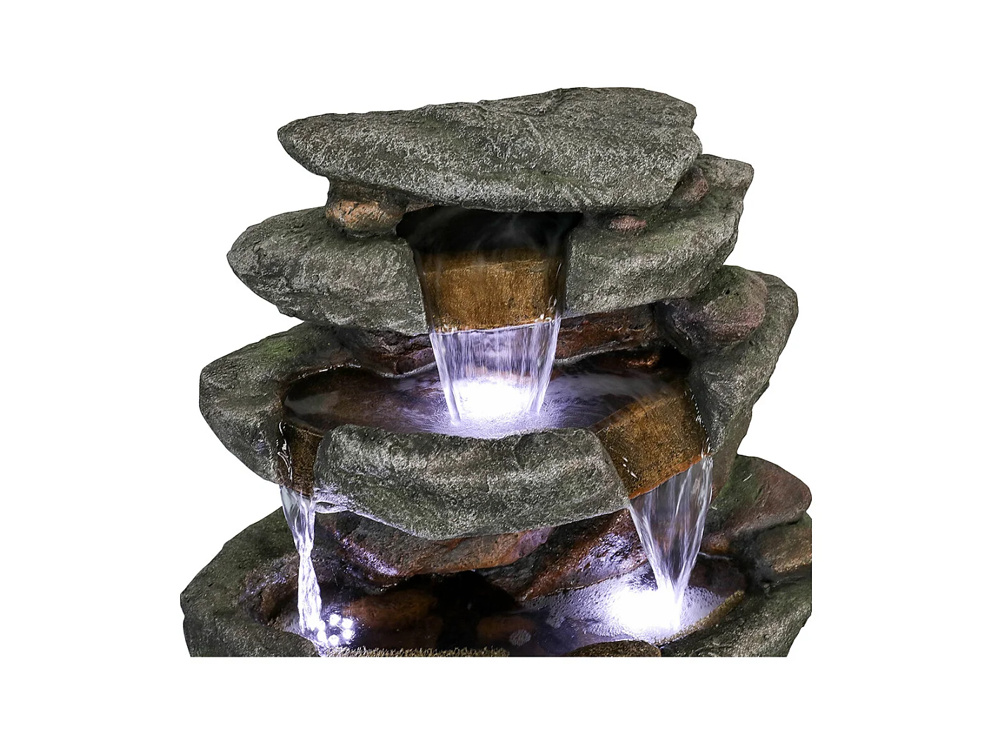 Fontaine de jardin avec éclairage LED, design élégant, polyrésine, gris (50x36x103cm)