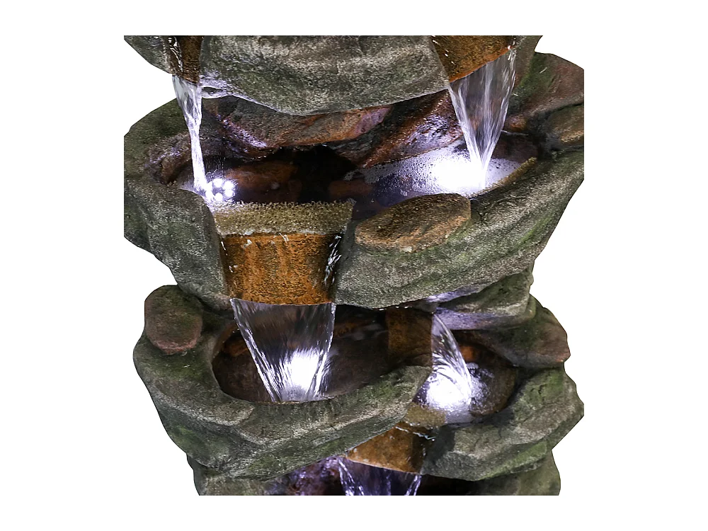 Fontaine de jardin avec éclairage LED, design élégant, polyrésine, gris (50x36x103cm)