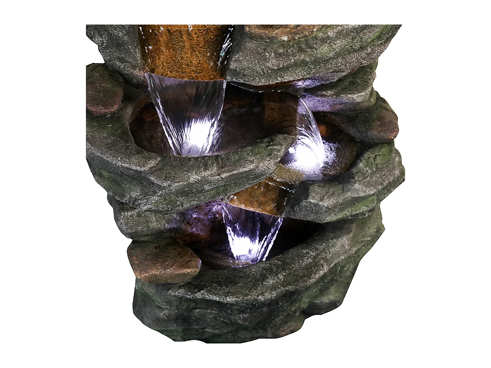 Fontaine de jardin avec éclairage LED, design élégant, polyrésine, gris (50x36x103cm)