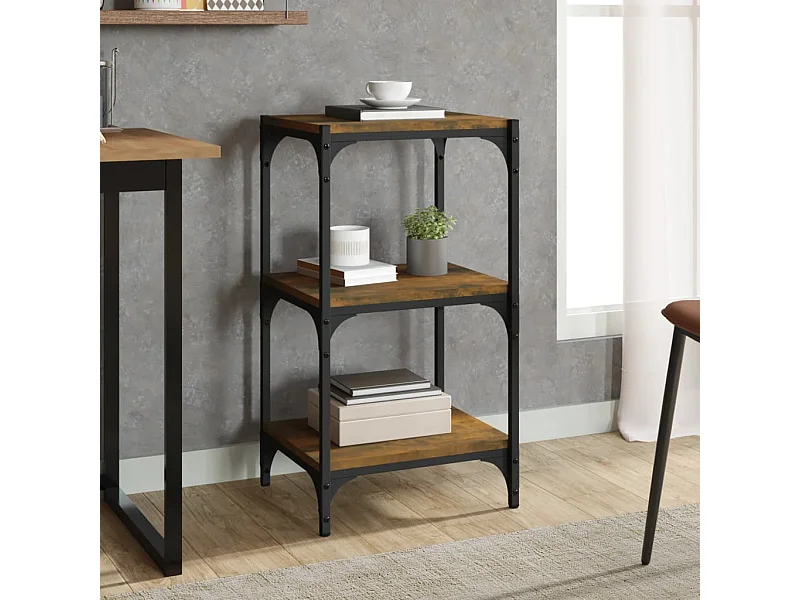 Libreria in rovere affumicato 40x33x70,5cm Legno ingegnerizzato e acciaio