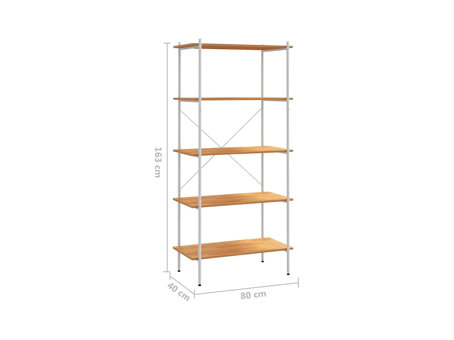 Étagère à 5 niveaux blanc et chêne 80x40x163 cm