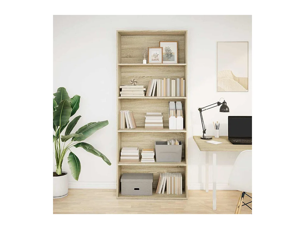 Bücherregal aus Sonoma-Eiche, 80 x 30 x 189 cm, Holzwerkstoff