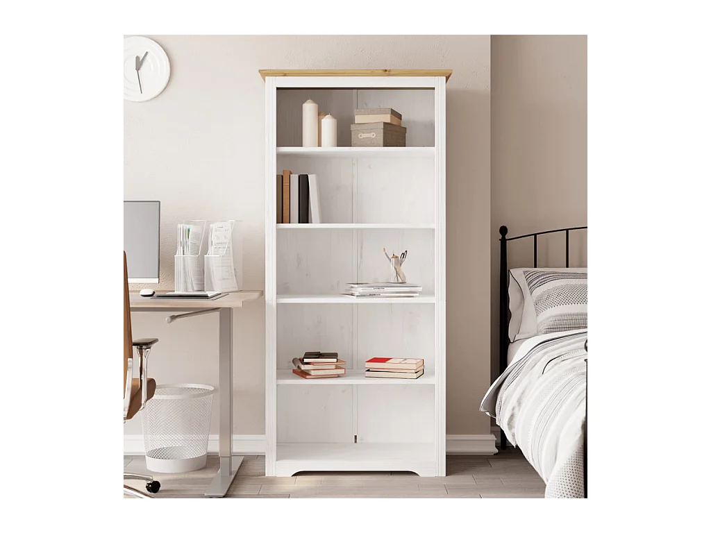 BODO braunes Bücherregal 82x40x173 cm massives Kiefernholz 5 Ebenen