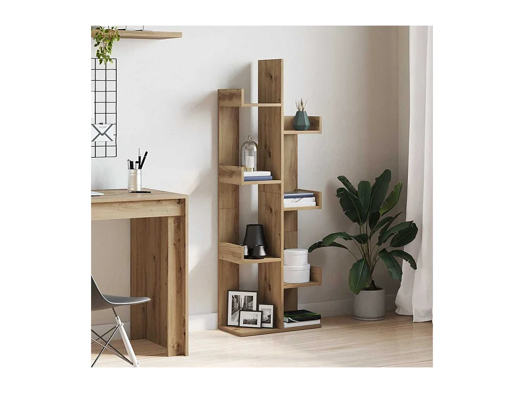 Bibliothèque chêne artisanal 48x25,5x140 cm bois d'ingénierie