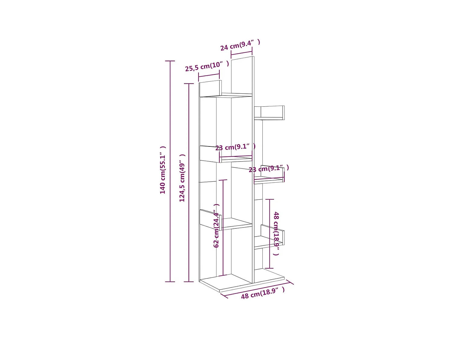 Libreria 48x25,5x140 cm Rovere affumicato Legno ingegnerizzato