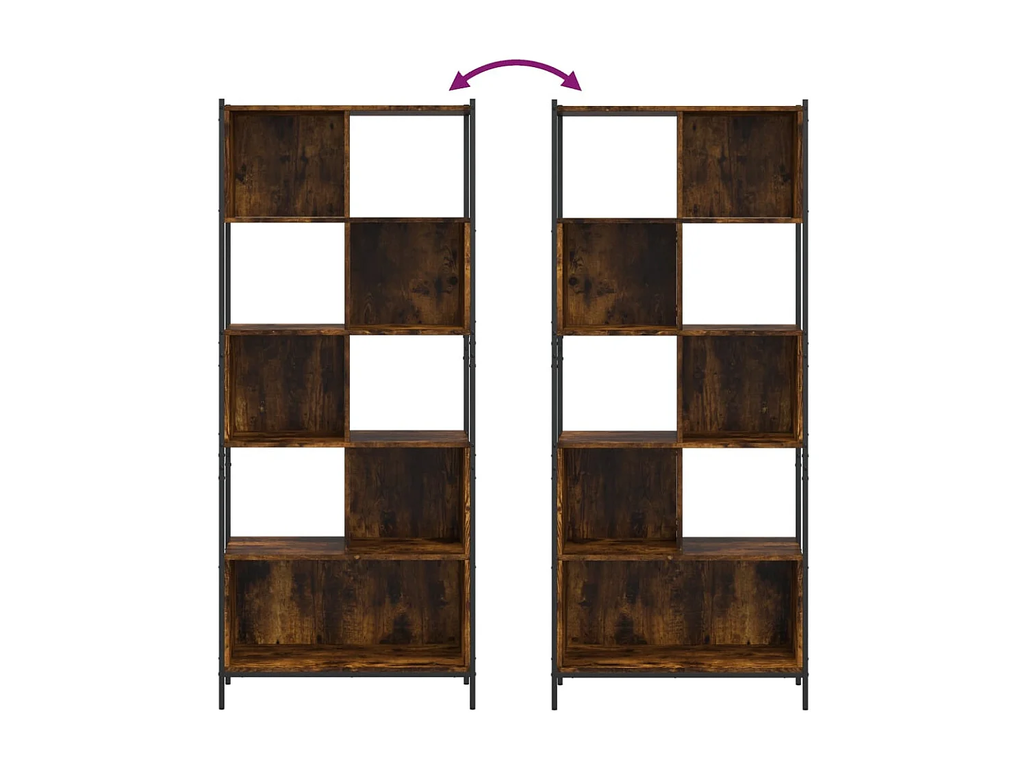 Libreria in rovere affumicato 72x28x172 cm in legno ingegnerizzato