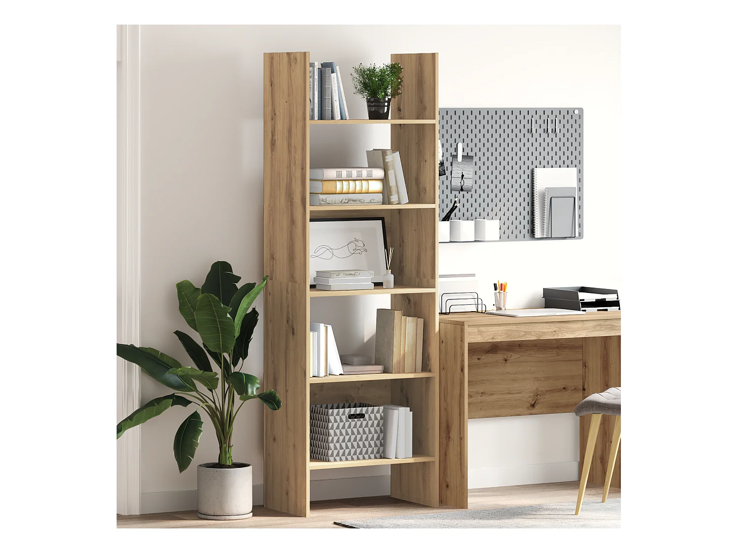 Bibliothèque chêne artisanal 60 x 35 x 180 cm Bois d'ingénierie