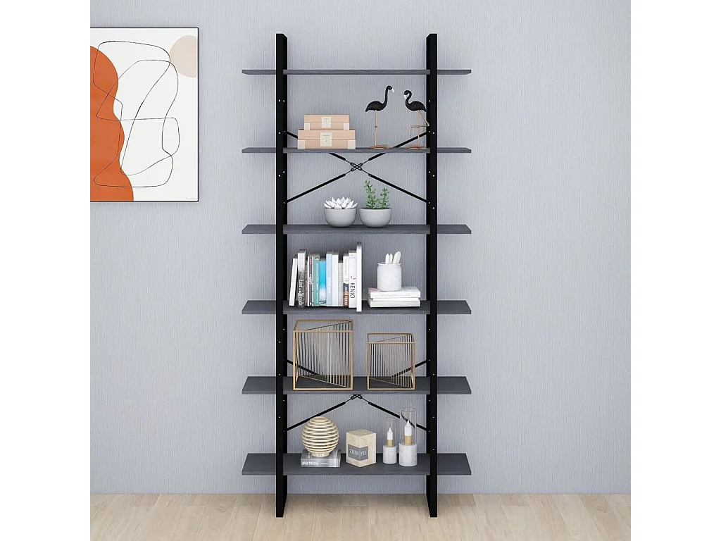 Armario alto Gris 100x30x210 cm Madera maciza de pino