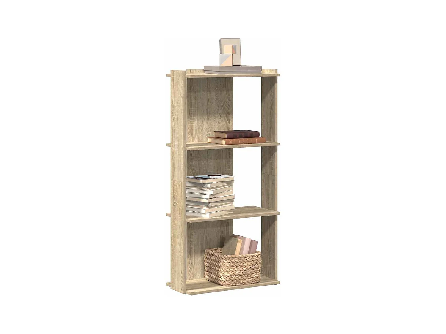 Bibliothèque à 3 niveaux chêne sonoma 60x30x120 cm