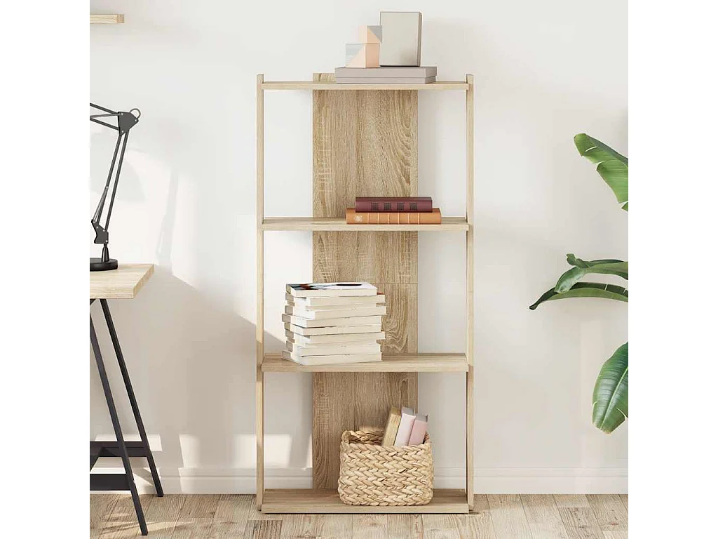 Bibliothèque à 3 niveaux chêne sonoma 60x30x120 cm
