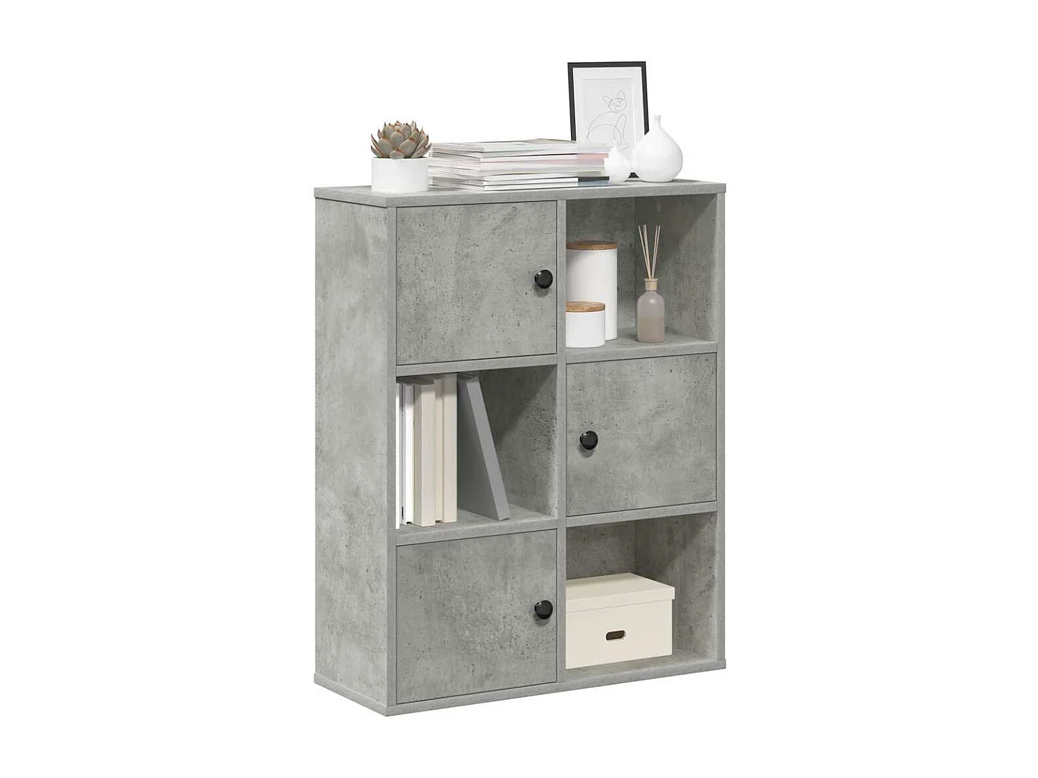 Bibliothèque gris béton 60x24x76,5 cm bois d'ingénierie