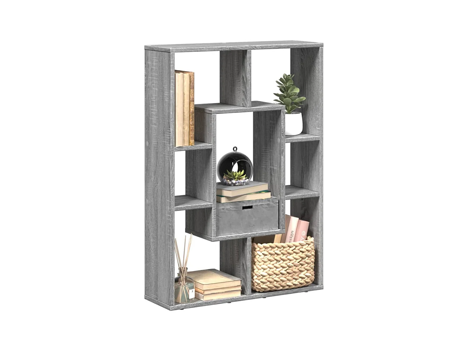 Sonoma grijze boekenkast 63x20x90 cm bewerkt hout