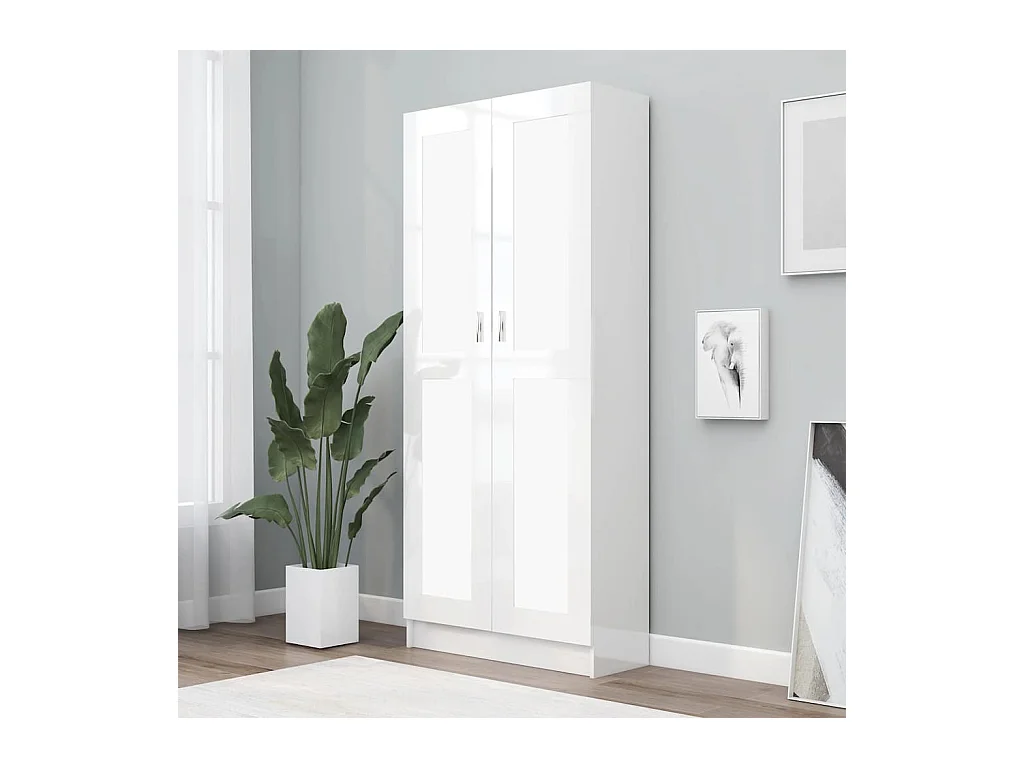 Boekenkast glanzend wit 82,5 x 30,5 x 185,5 cm bewerkt hout