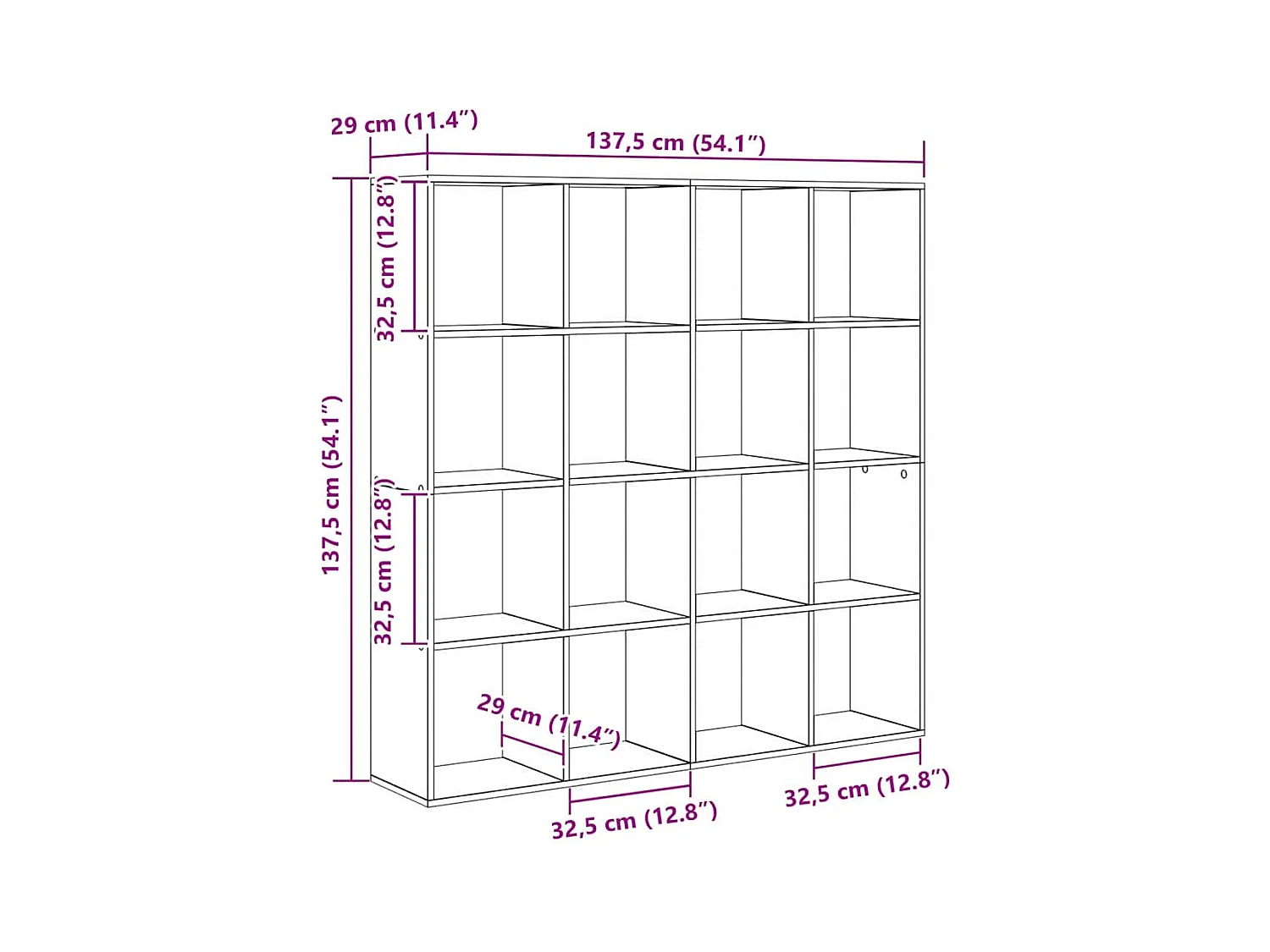 Bibliothèque Chêne noir 137.5 x 29 x 137.5 cm Bois d'ingénierie