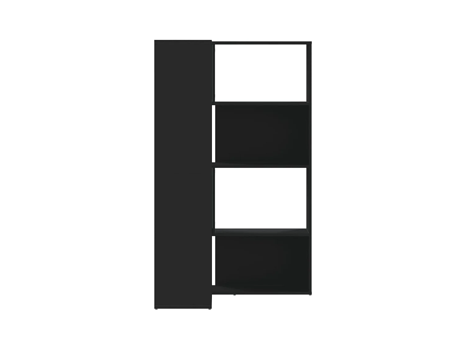 Bibliothèque d'angle à 4 niveaux noir bois d'ingénierie