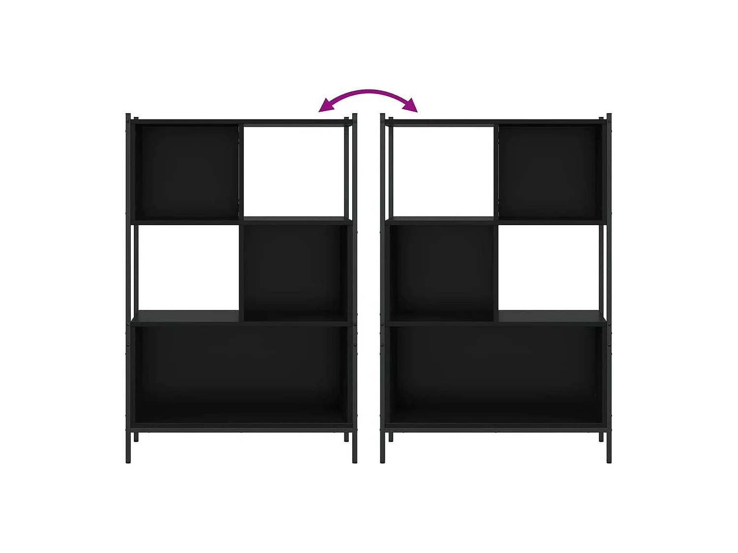 Schwarzes Bücherregal 72x28x109 cm Holzwerkstoff