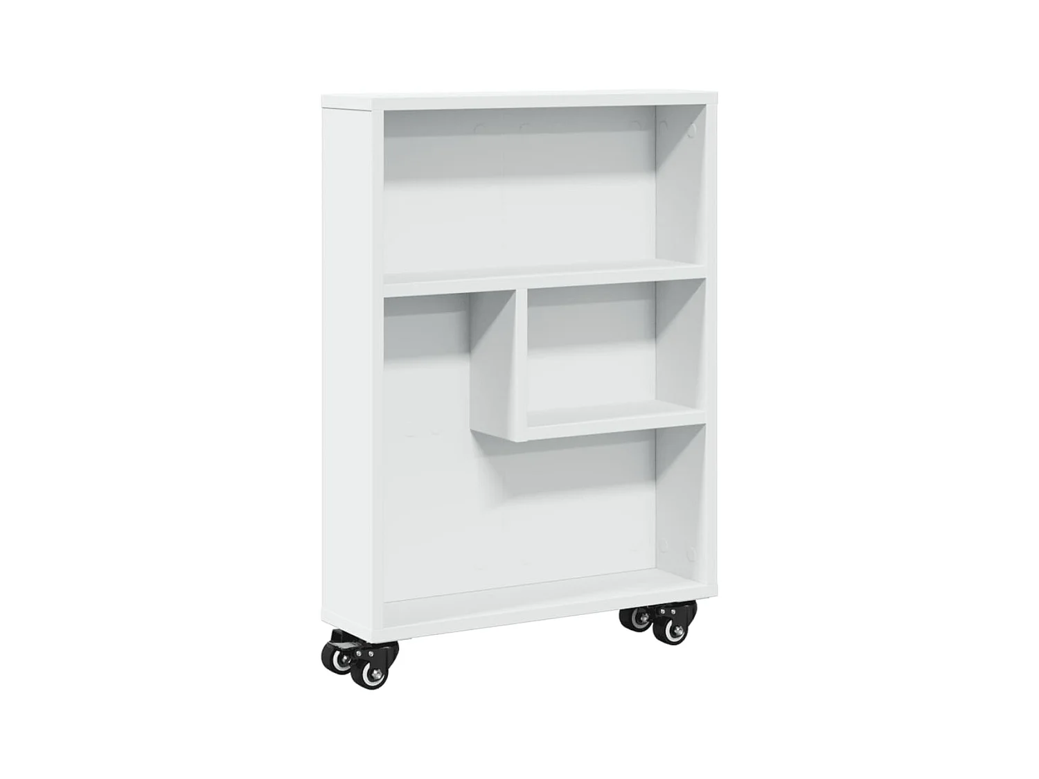 Carrello portaoggetti bianco stretto 48x13x68 cm in legno ingegnerizzato