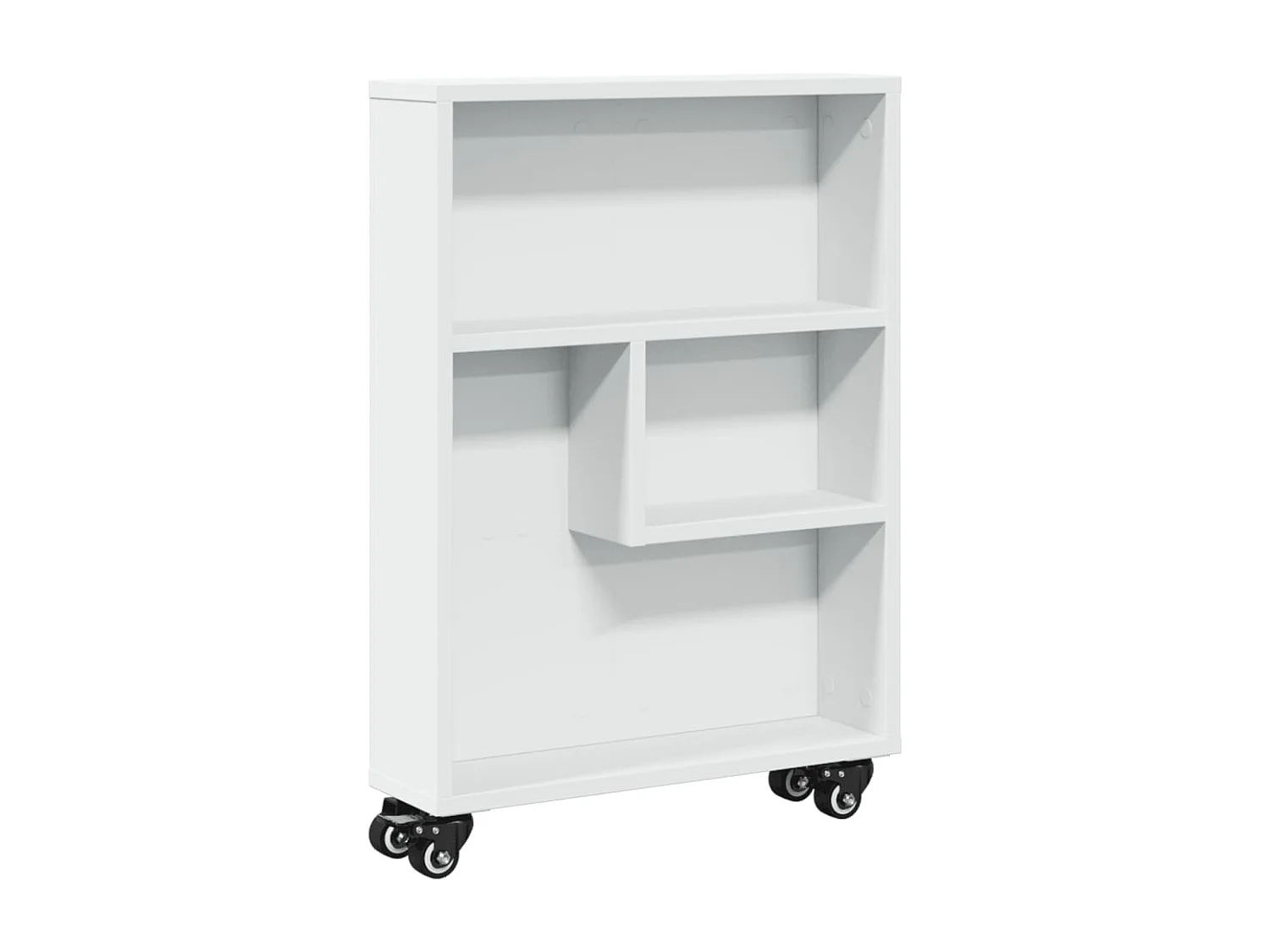 Carrello portaoggetti bianco stretto 48x13x68 cm in legno ingegnerizzato