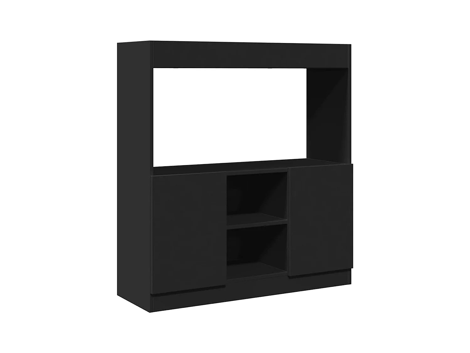 Zwarte hoge dressoir 92x33x100 cm bewerkt hout