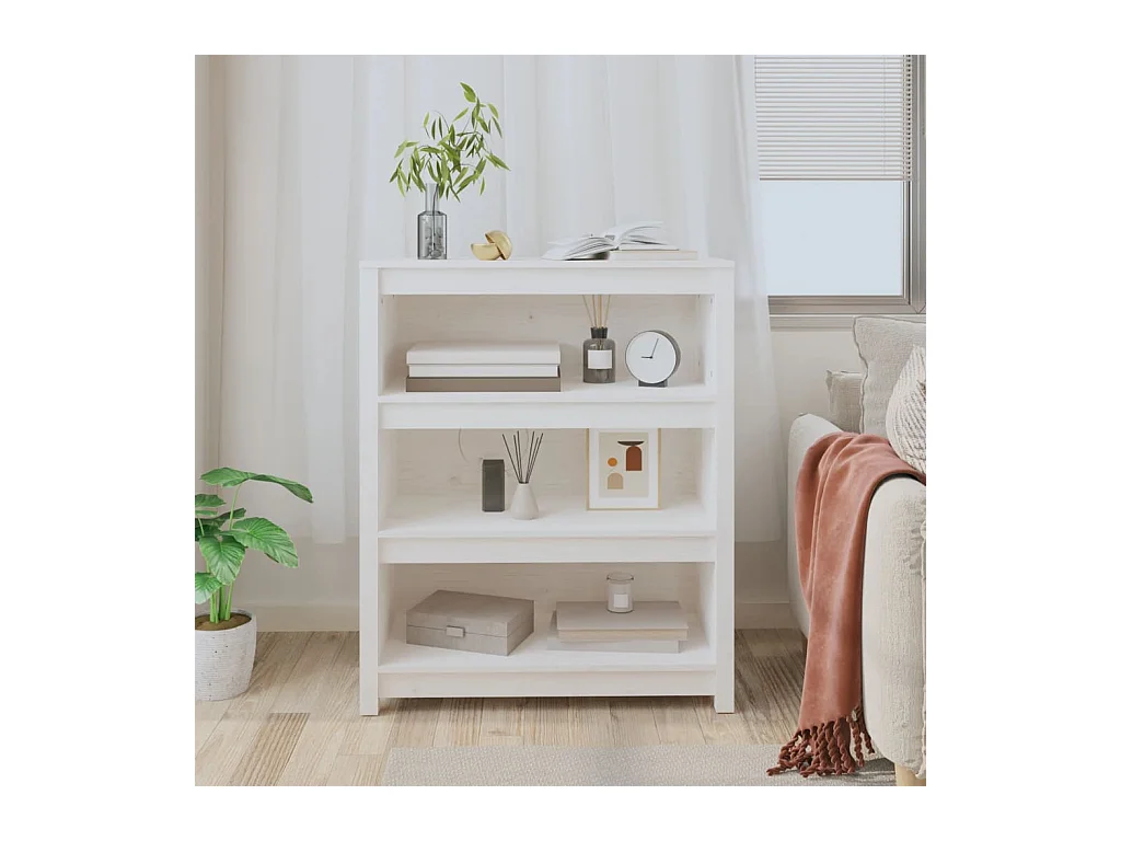 Bibliothèque Blanc 80x35x97 cm Bois de pin massif