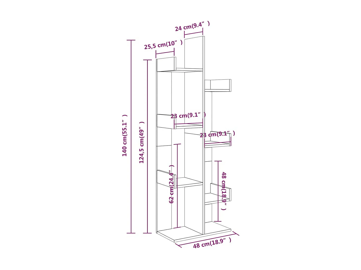 Libreria 48x25,5x140 cm Grigio Sonoma Legno ingegnerizzato