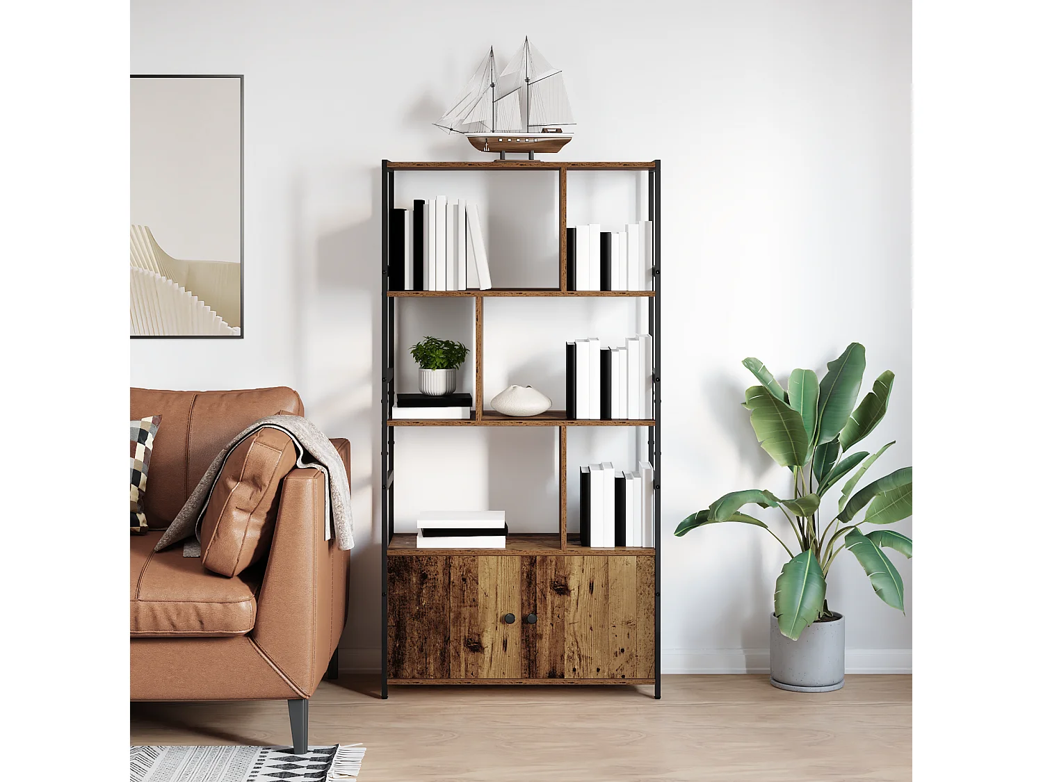 Étagère Bois ancien 80 x 30 x 155.5 cm Bois d'ingénierie