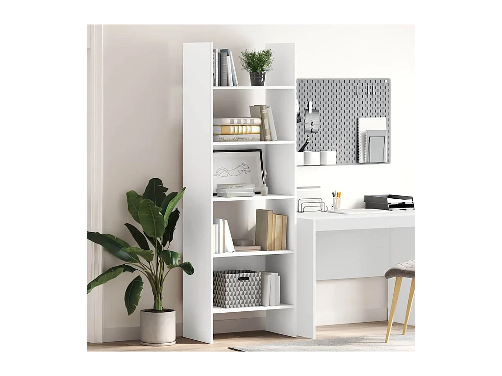 Libreria bianca 60x35x180 cm in legno ingegnerizzato