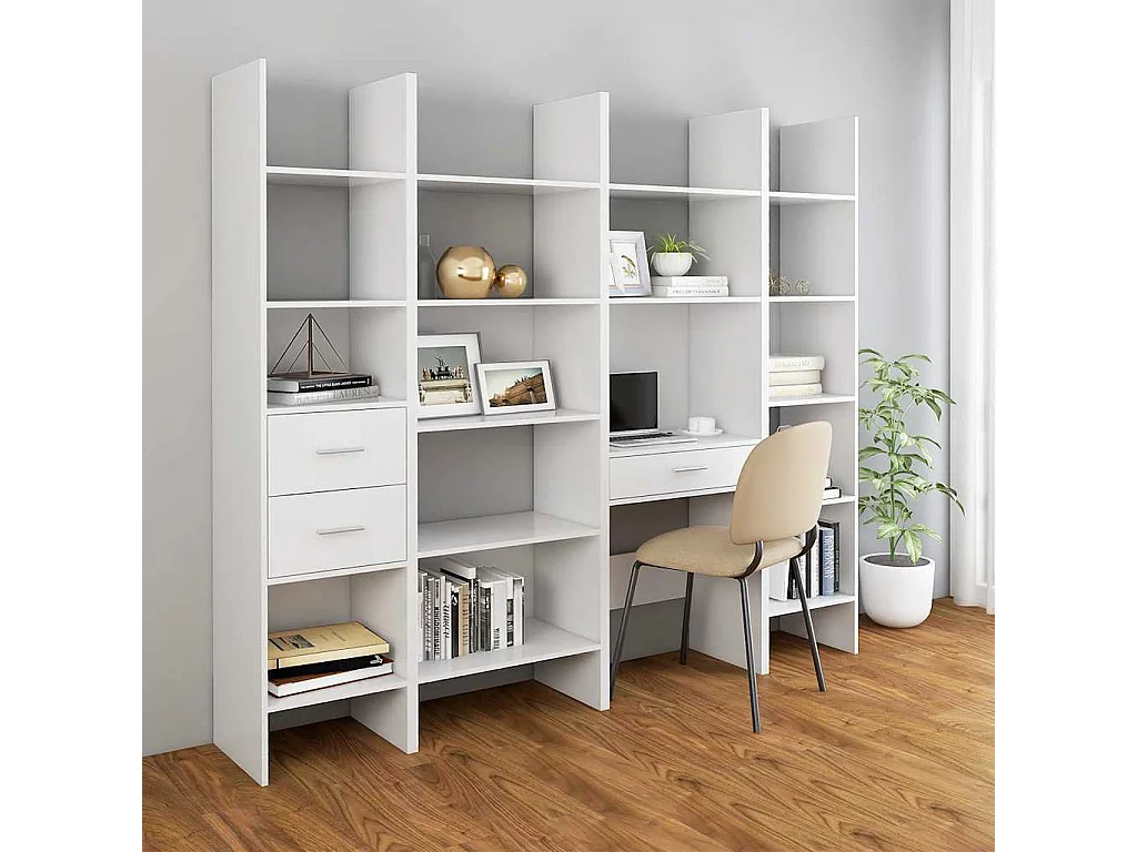 Libreria bianca 60x35x180 cm in legno ingegnerizzato
