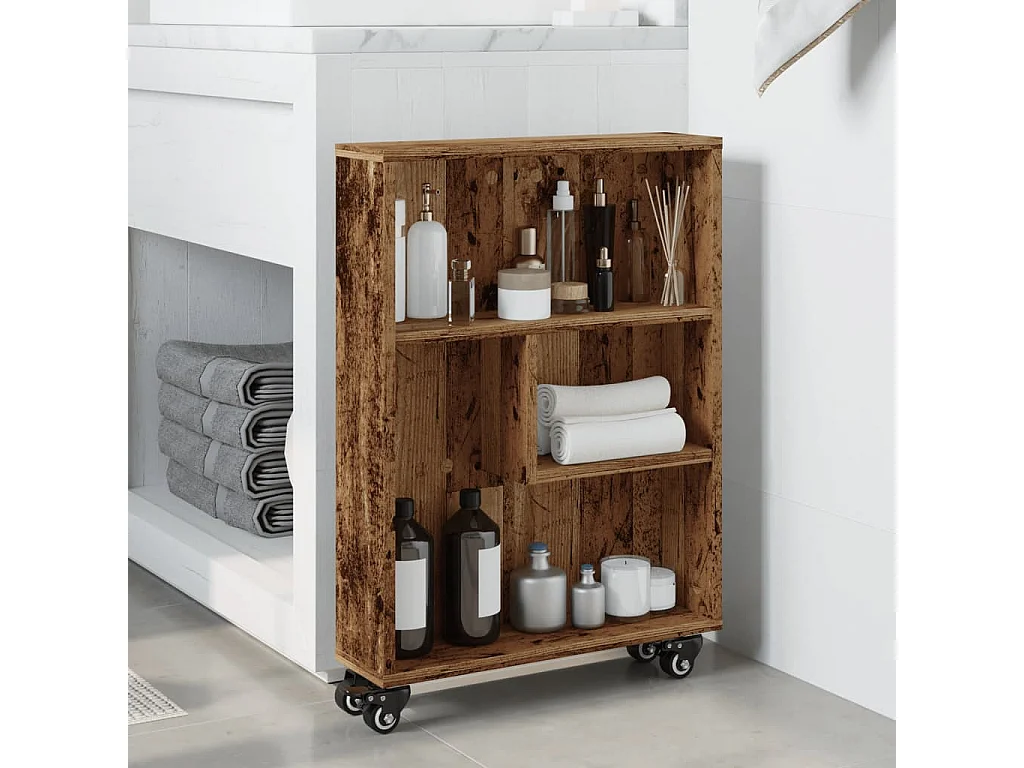 Smalle opbergkar oud hout bewerkt hout