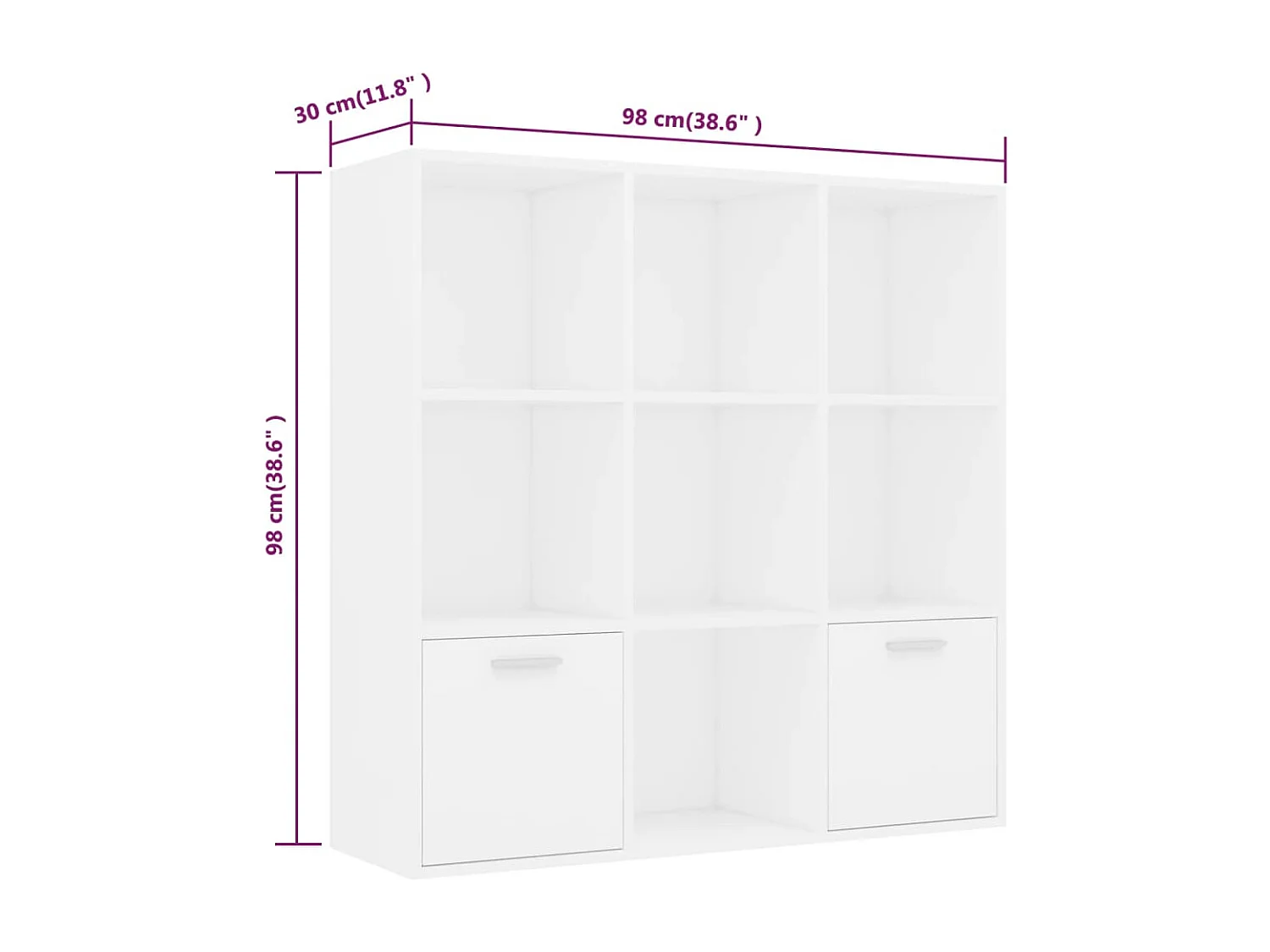 Libreria bianca 98x30x98 cm in legno ingegnerizzato