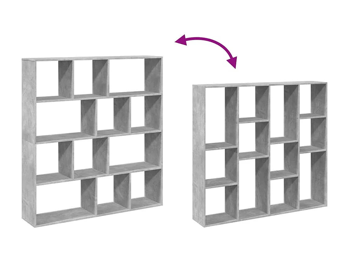 Betongrijze boekenkast 132x29x141,5 cm bewerkt hout