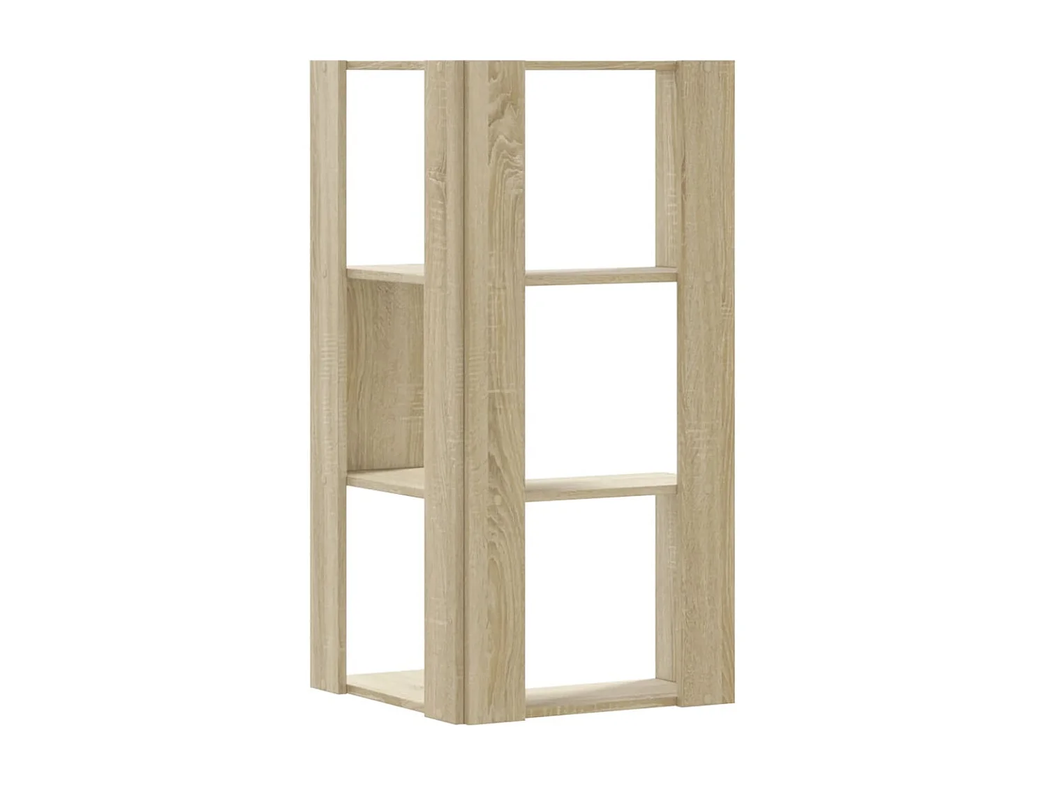 Librería esquinera de 3 niveles de roble Sonoma de madera de ingeniería