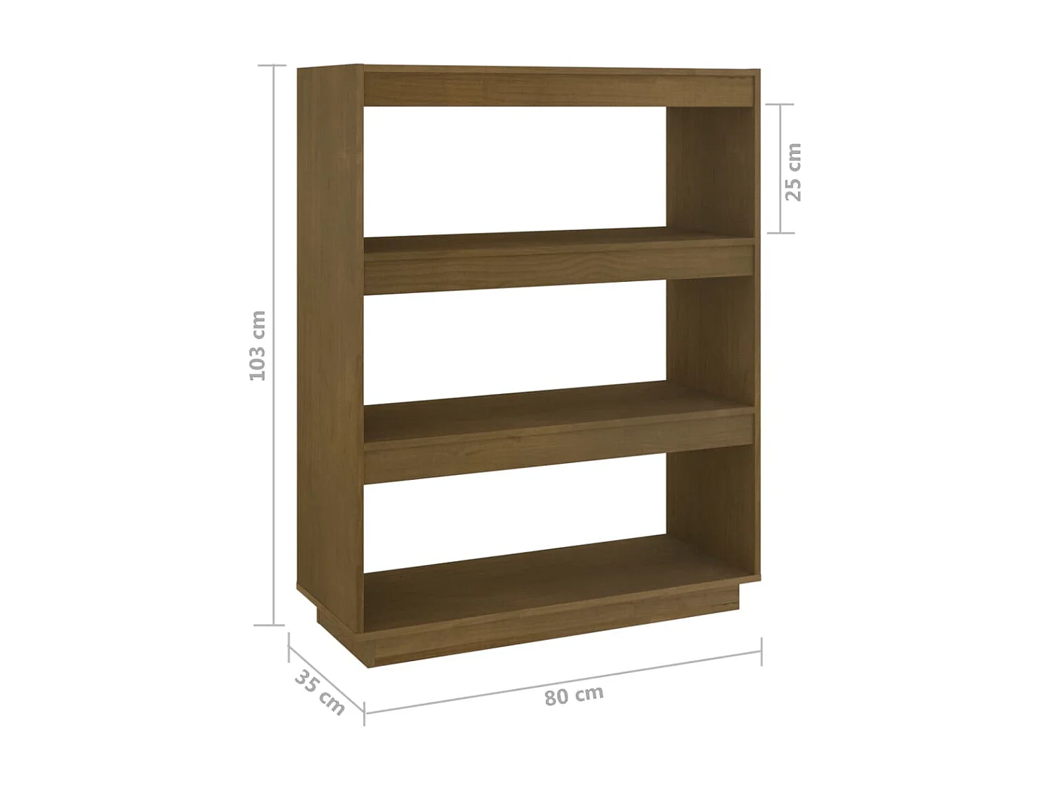 Boekenkast/kamerverdeler honingbruin 80x35x103 cm grenen