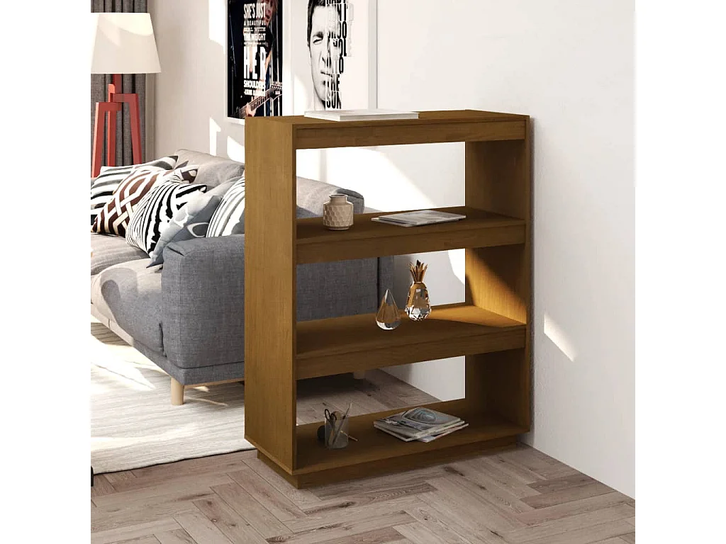 Librería/Bifurcador de ambientes Pino Marrón Miel 80x35x103 cm