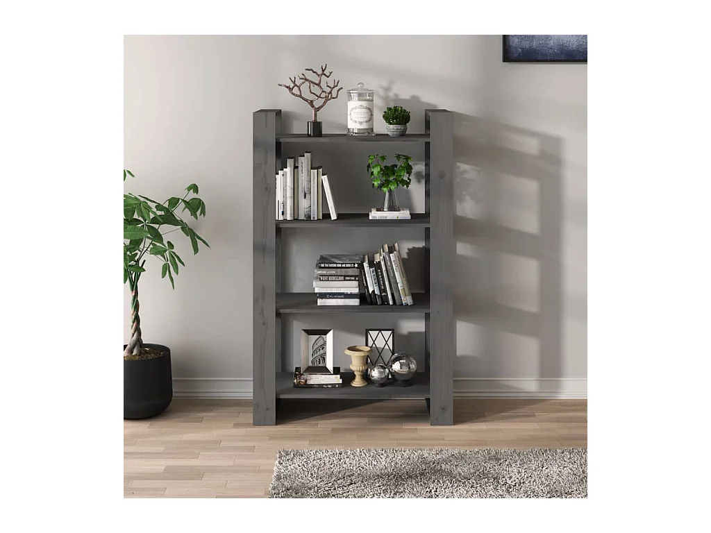 Bibliothèque/Séparateur de pièce Gris 80x35x125 cm Pin massif