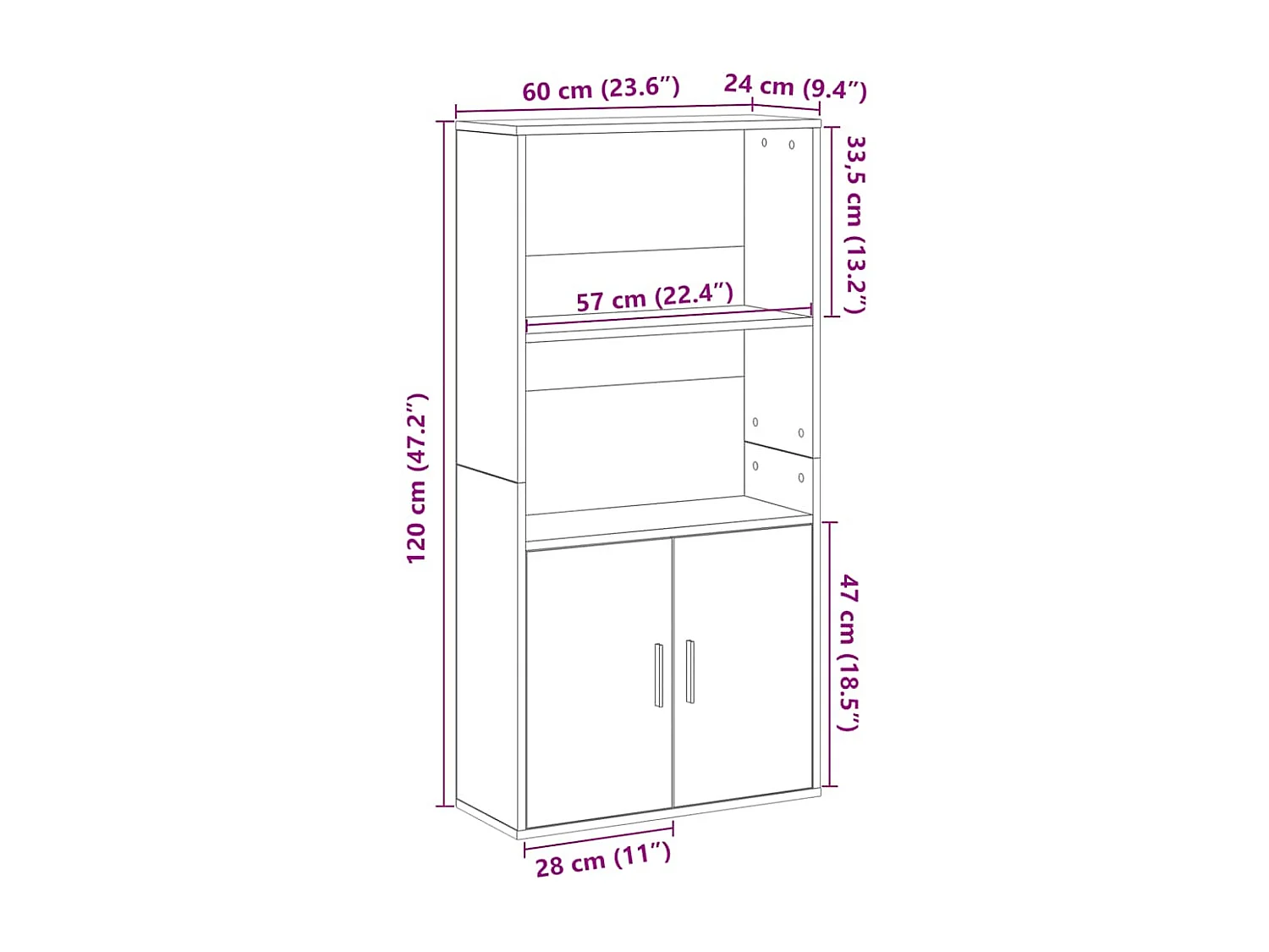 Bibliothèque chêne fumé 60x24x120 cm bois d'ingénierie