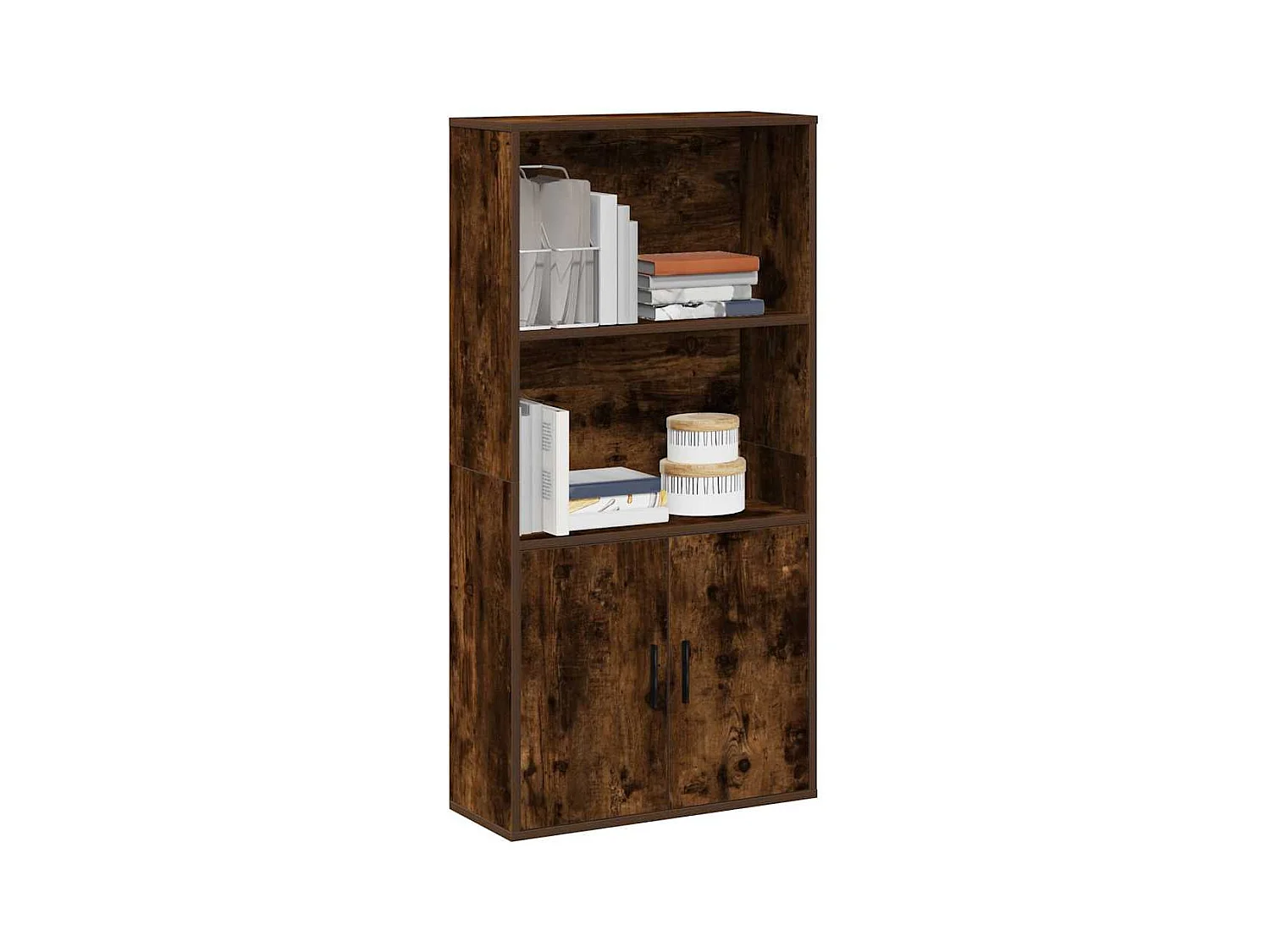 Bibliothèque chêne fumé 60x24x120 cm bois d'ingénierie