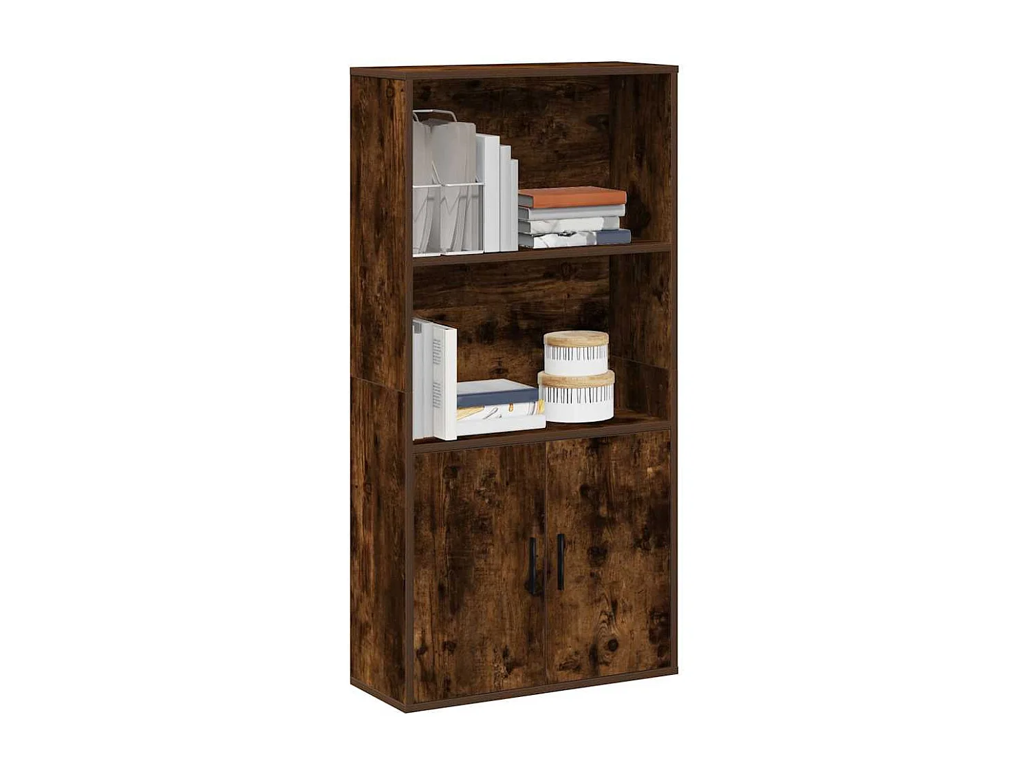 Bibliothèque chêne fumé 60x24x120 cm bois d'ingénierie