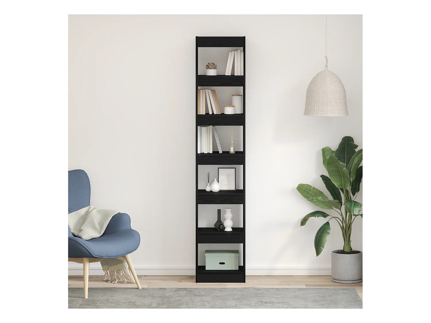 Librería de roble negro de 40 x 30 x 198 cm en madera de ingeniería