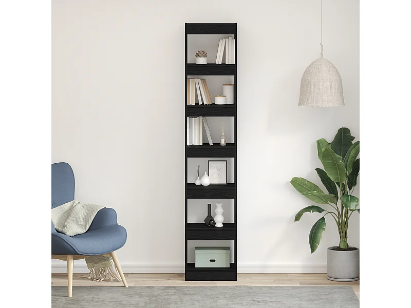 Librería de roble negro de 40 x 30 x 198 cm en madera de ingeniería