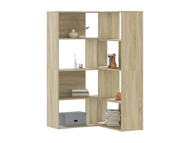 Libreria angolare a 4 ripiani in legno ingegnerizzato Sonoma Oak