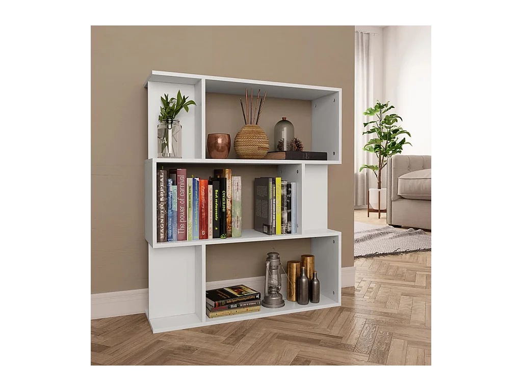 Bibliothèque/Cloison Blanc 80x24x96 cm Bois d'ingénierie