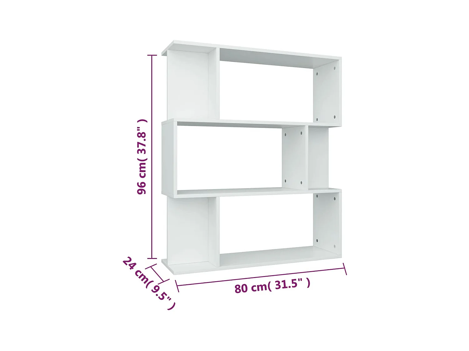Bibliothèque/Cloison Blanc 80x24x96 cm Bois d'ingénierie