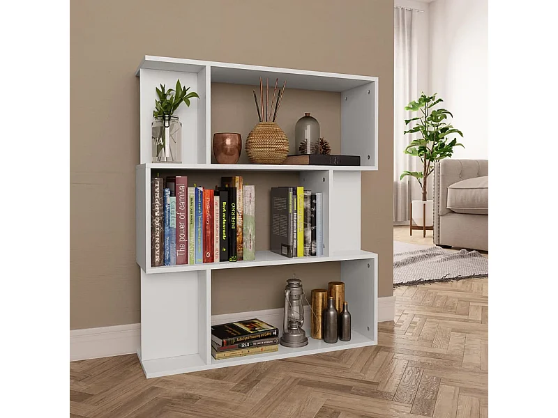 Libreria/Pareti divisorie bianche 80x24x96 cm in legno ingegnerizzato