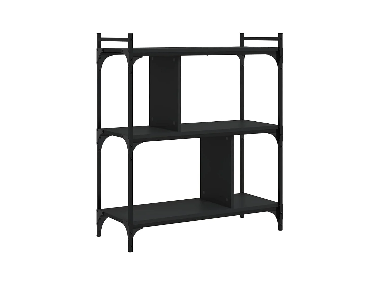 Bibliothèque à 3 niveaux noir 76x32x88 cm bois d'ingénierie