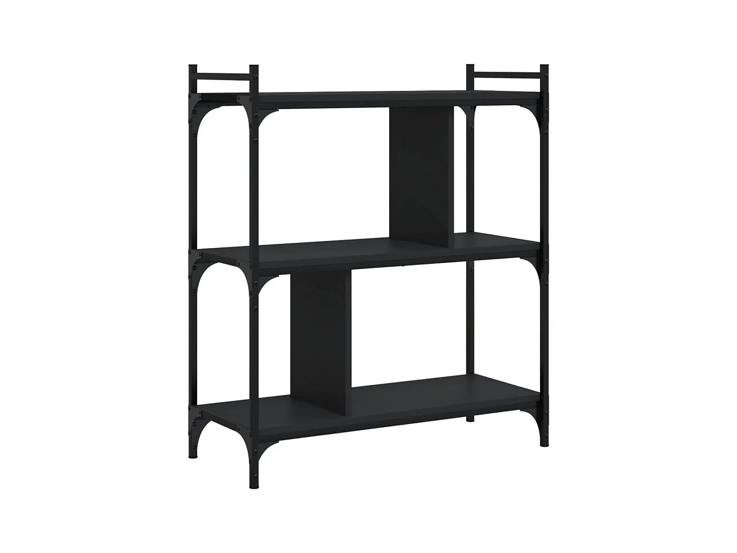 Bibliothèque à 3 niveaux noir 76x32x88 cm bois d'ingénierie