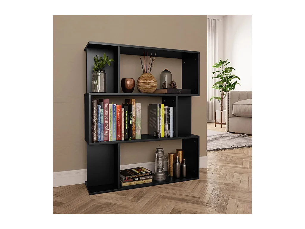 Librería/Separador Negro 80x24x96 cm Madera de Ingeniería