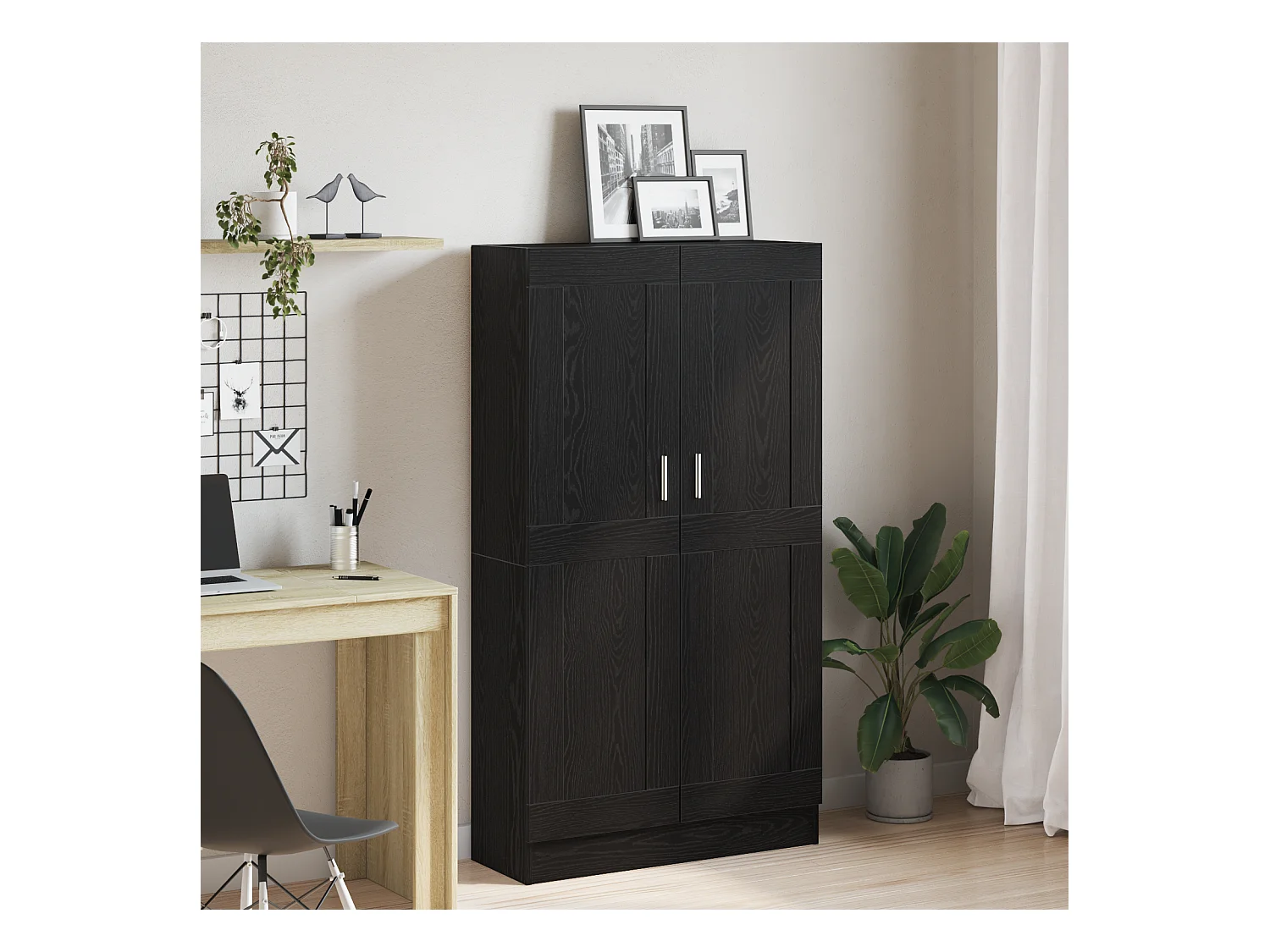 Armoires à livres en chêne noir - Lot de 2, 165x30,5x150 cm, en bois d'ingénierie