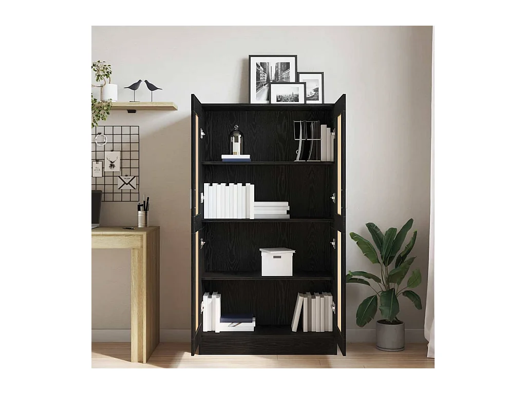 Armoires à livres en chêne noir - Lot de 2, 165x30,5x150 cm, en bois d'ingénierie